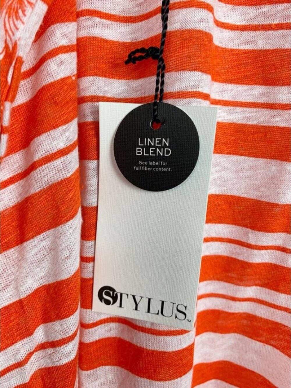 NWT New Stylus Linen Tank Top Orange & Floral Stripe Sleeveless Women's XL - Picture 7 of 9